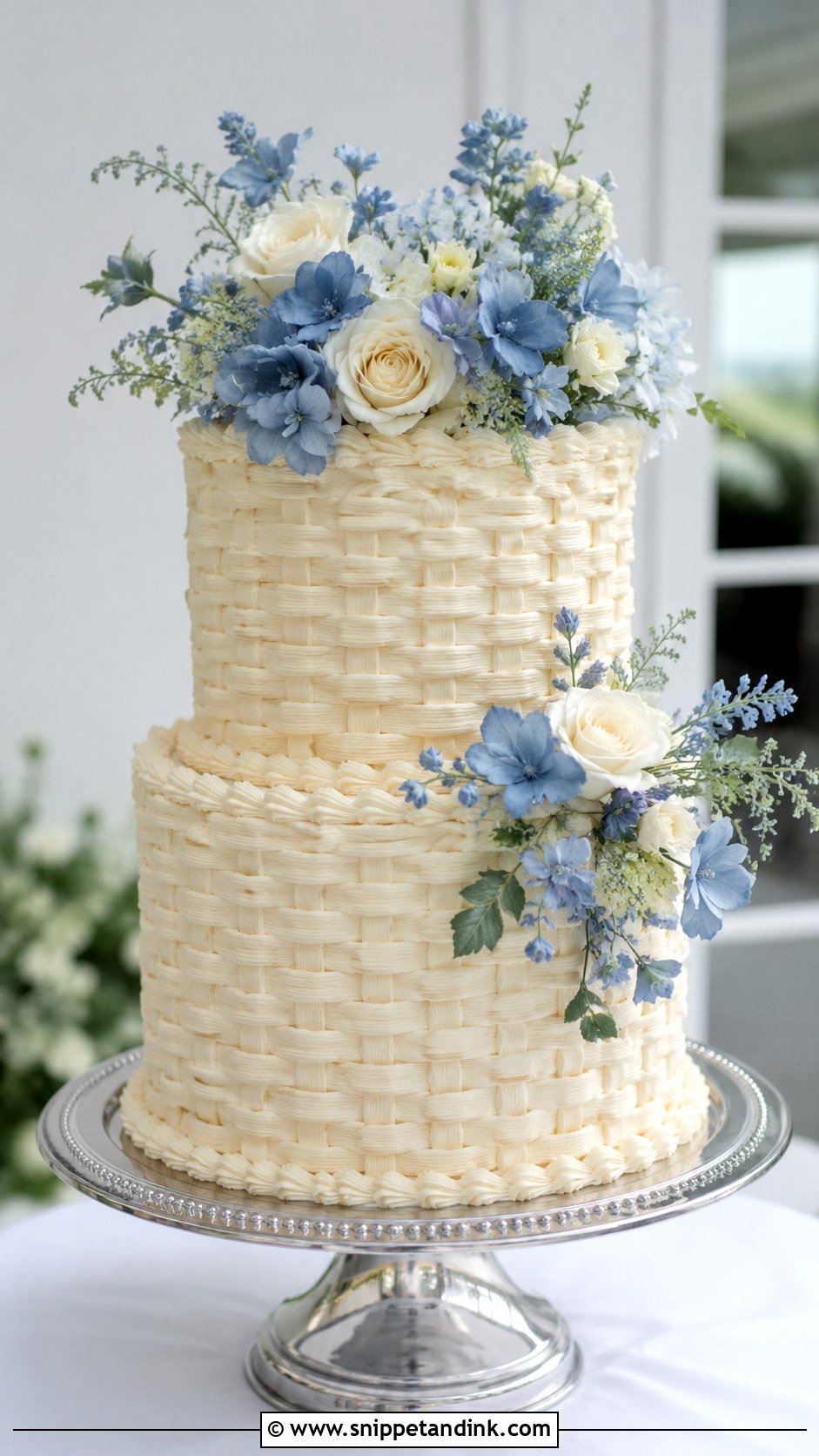Blue Flower Basket Wedding Cake - Snippet and Ink - 20 Flower Basket Cake Designs for Wedding