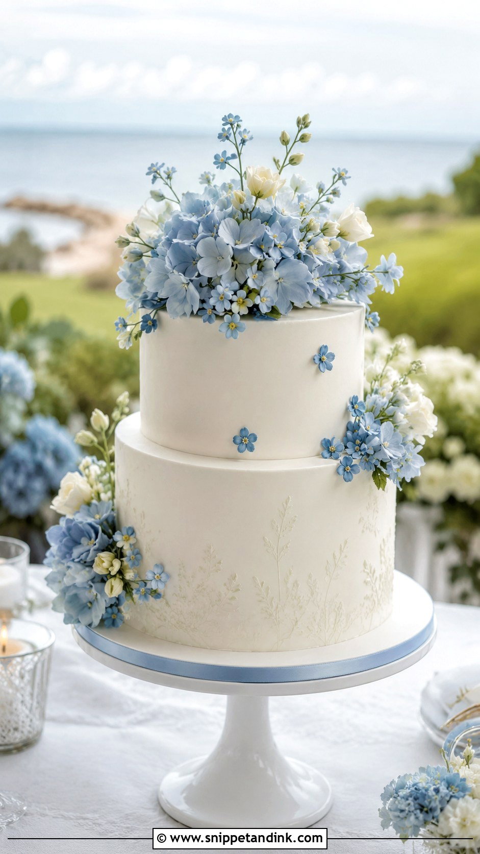 Blue Flower Wedding Cake - Snippet and Ink - 20 Spring Flower Cake Ideas for Wedding
