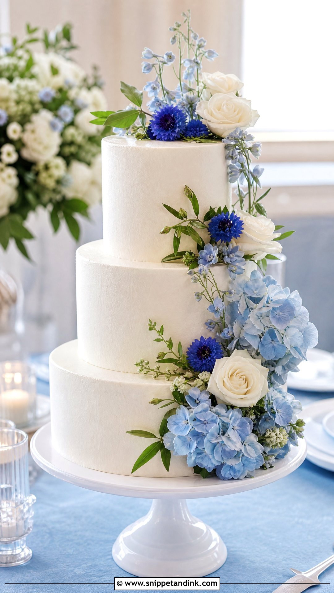 Blue Flower Wedding Cake - Snippet and Ink - 20 Wedding Cake with Flowers