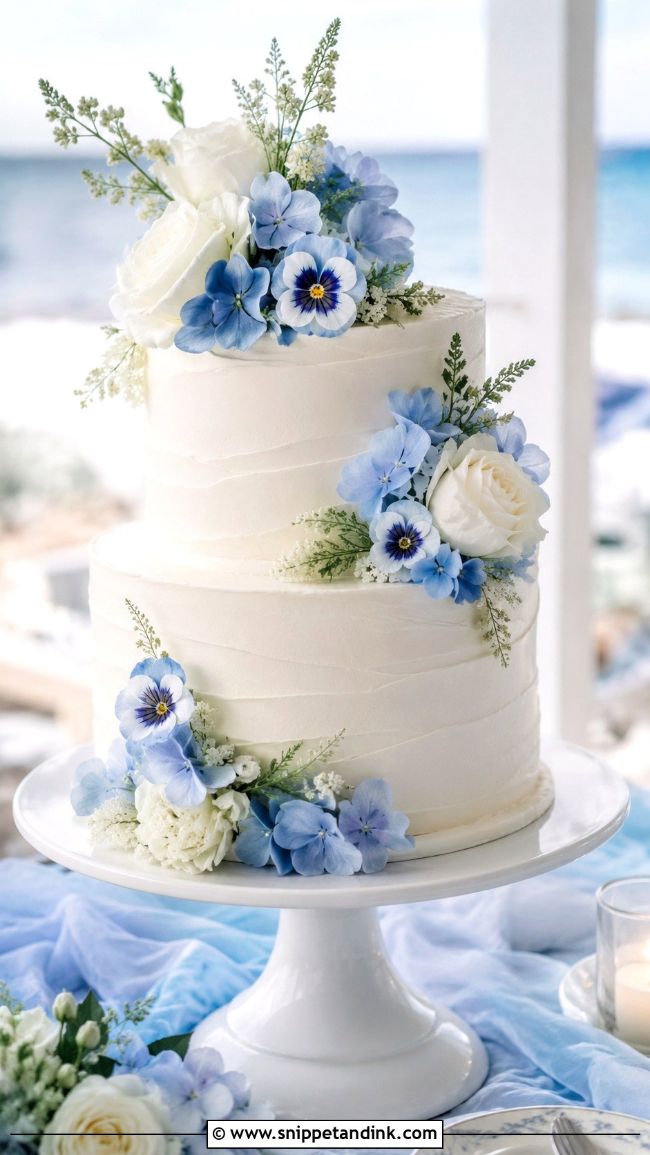 Blue Flower Wedding Cake - Snippet and Ink - 20 Flower Cakes for Wedding