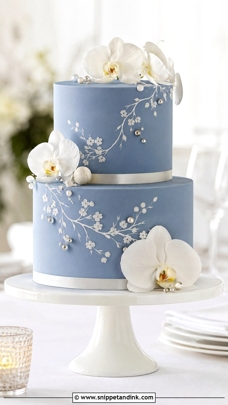 Blue Fondant Two Tier Wedding Cake - Snippet and Ink - 20 Blue Two Tier Cake Ideas for Wedding
