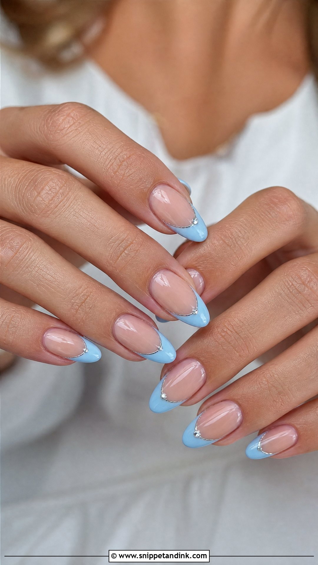 Blue French Bridal Nails - Snippet and Ink - 25 Fun Bridal Nails