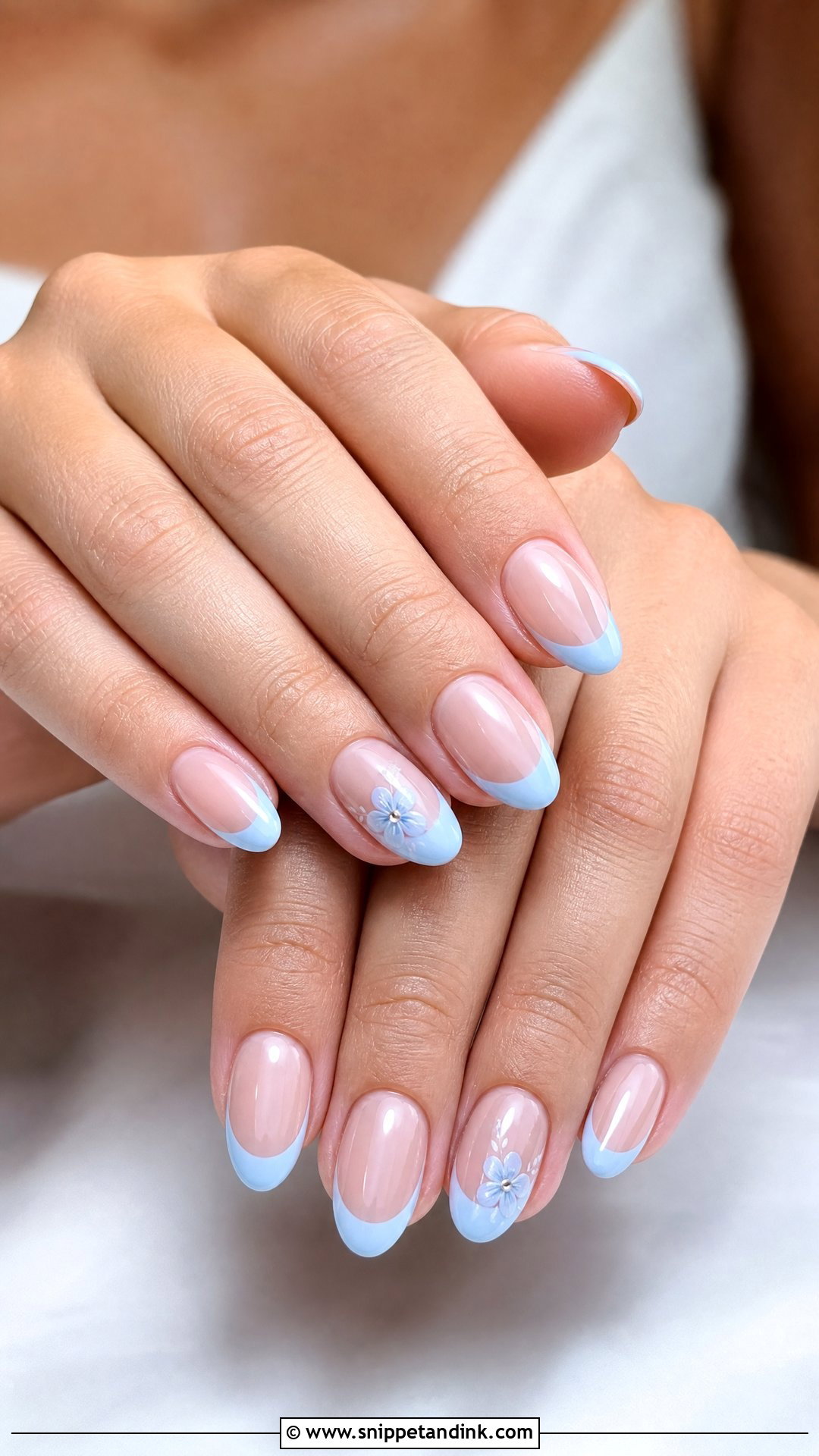 Blue French Bridal Nails - Snippet and Ink - 25 French Bridal Nails