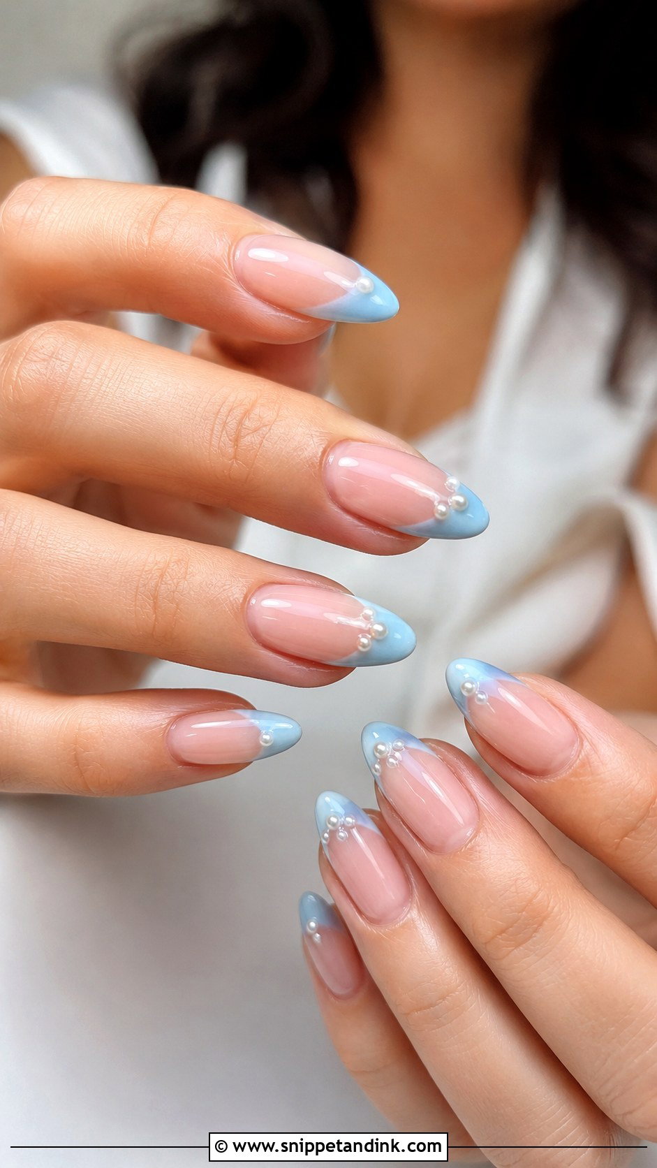 Blue French Bridal Wedding Nails - Snippet and Ink - 20 French Bridal Wedding Nails