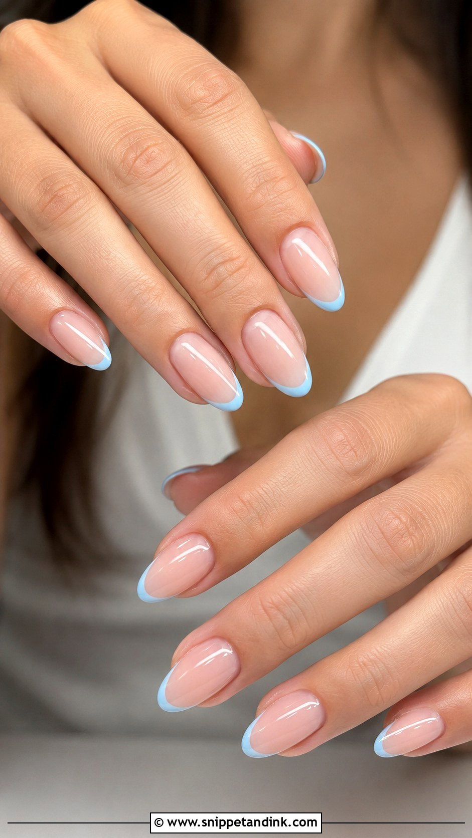 Blue French Bride Nails - Snippet and Ink - 20 French Bride Nails
