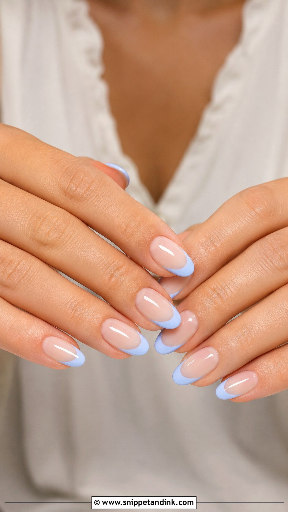 Blue French Honeymoon Nails - Snippet and Ink - 20 Honey Moon Nails