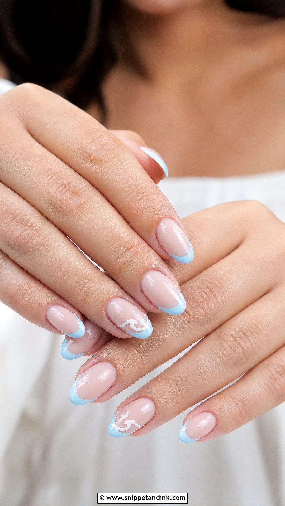 Blue French Tip Beach Wedding Nails - Snippet and Ink - 25 Beach Wedding Nails