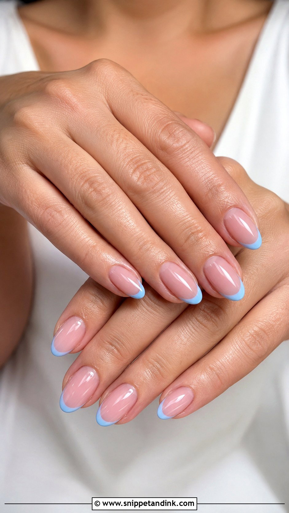Blue French Tip Beach Wedding Nails - Snippet and Ink - 20 Beach Wedding Nails for Bride