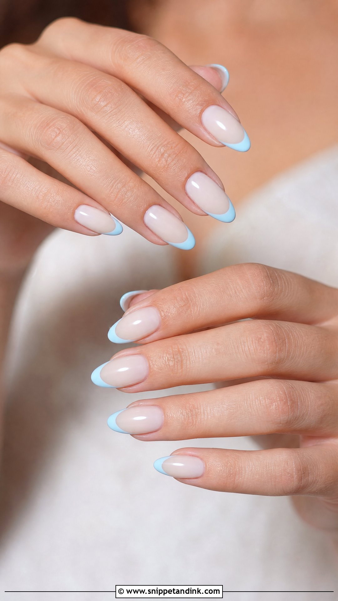 Blue French Tip Bridal Nails - Snippet and Ink - 35 Bridal Nails Designs