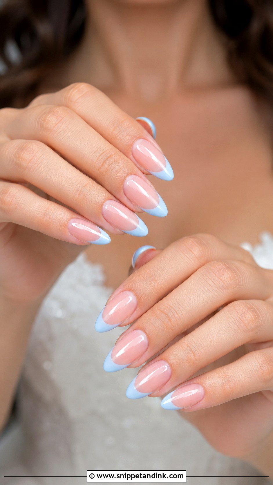 Blue French Tip Bridal Nails - Snippet and Ink - 30 Bridal Nail Art Designs Wedding Day
