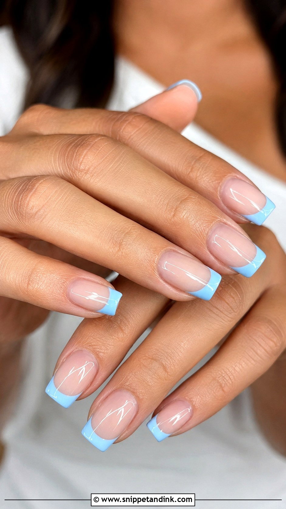 Blue French Tip Wedding Nails - Snippet and Ink - 30 Blue Wedding Nails