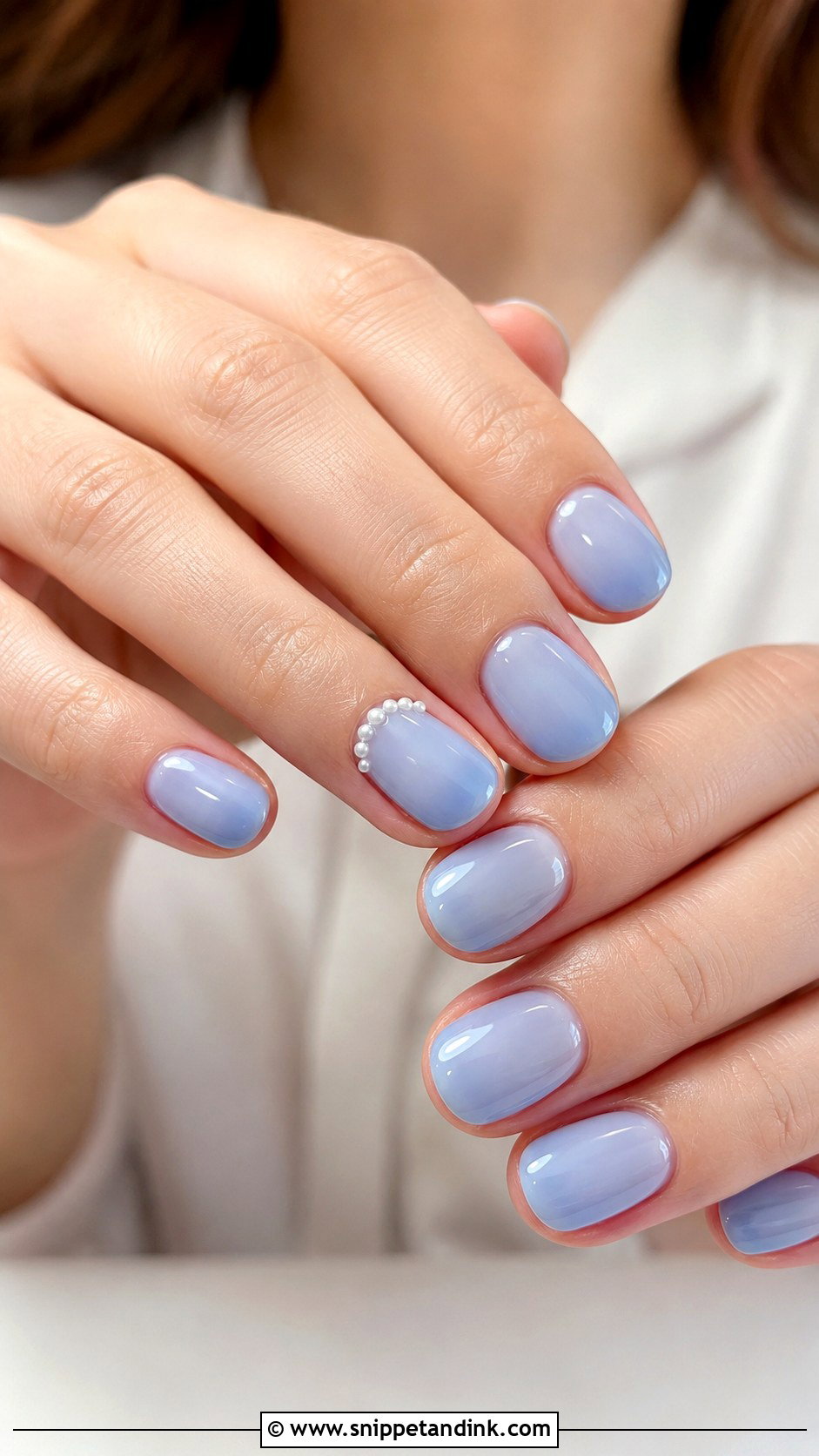 Blue French Tip Wedding Nails With Rhinestones - Snippet and Ink - 20 Blue Nails for Wedding