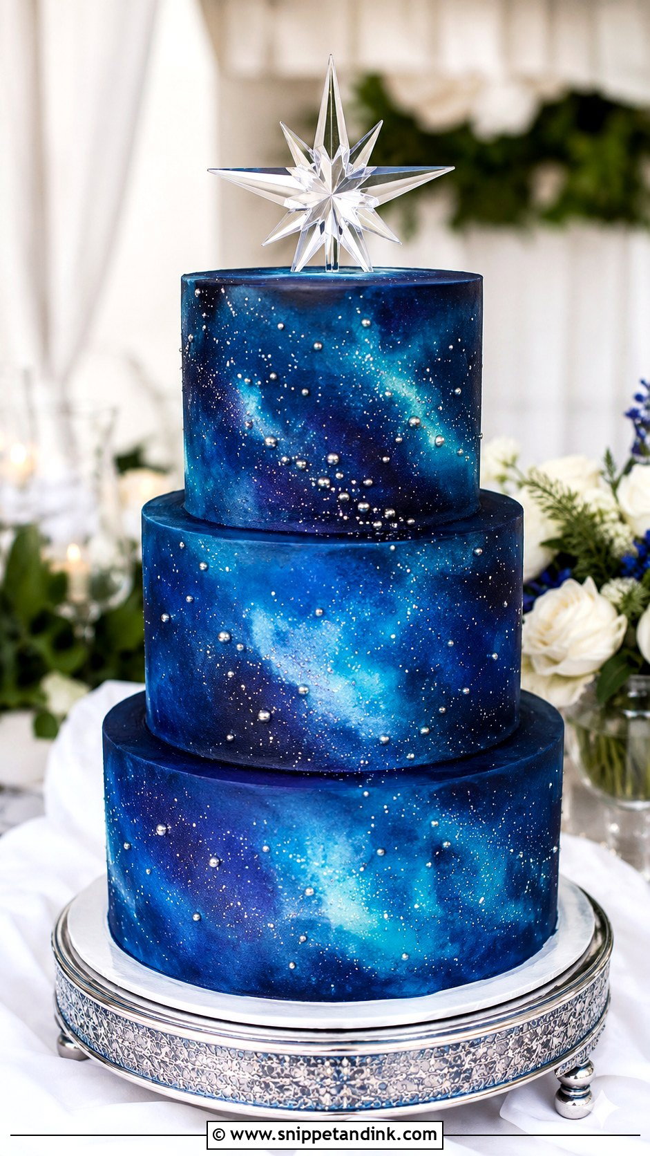 Blue Galaxy Wedding Cake - Snippet and Ink - 20 Cosmos Cake Ideas for Wedding