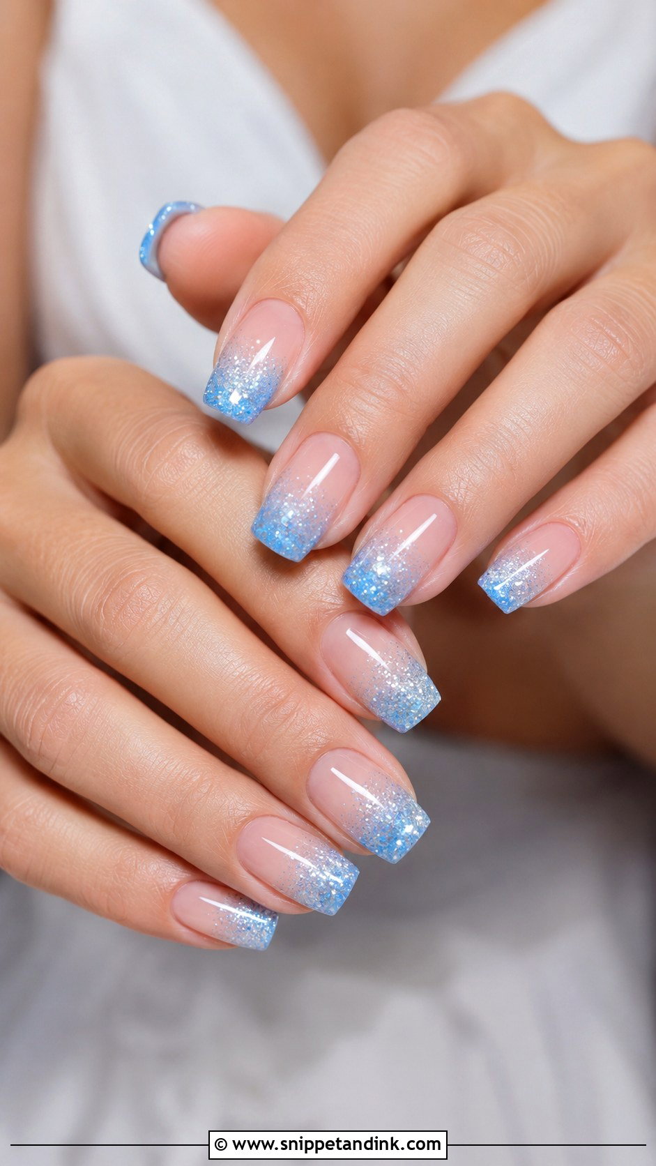 Blue Glitter Ombre Wedding Nails - Snippet and Ink - 20 Something Blue Wedding Nails