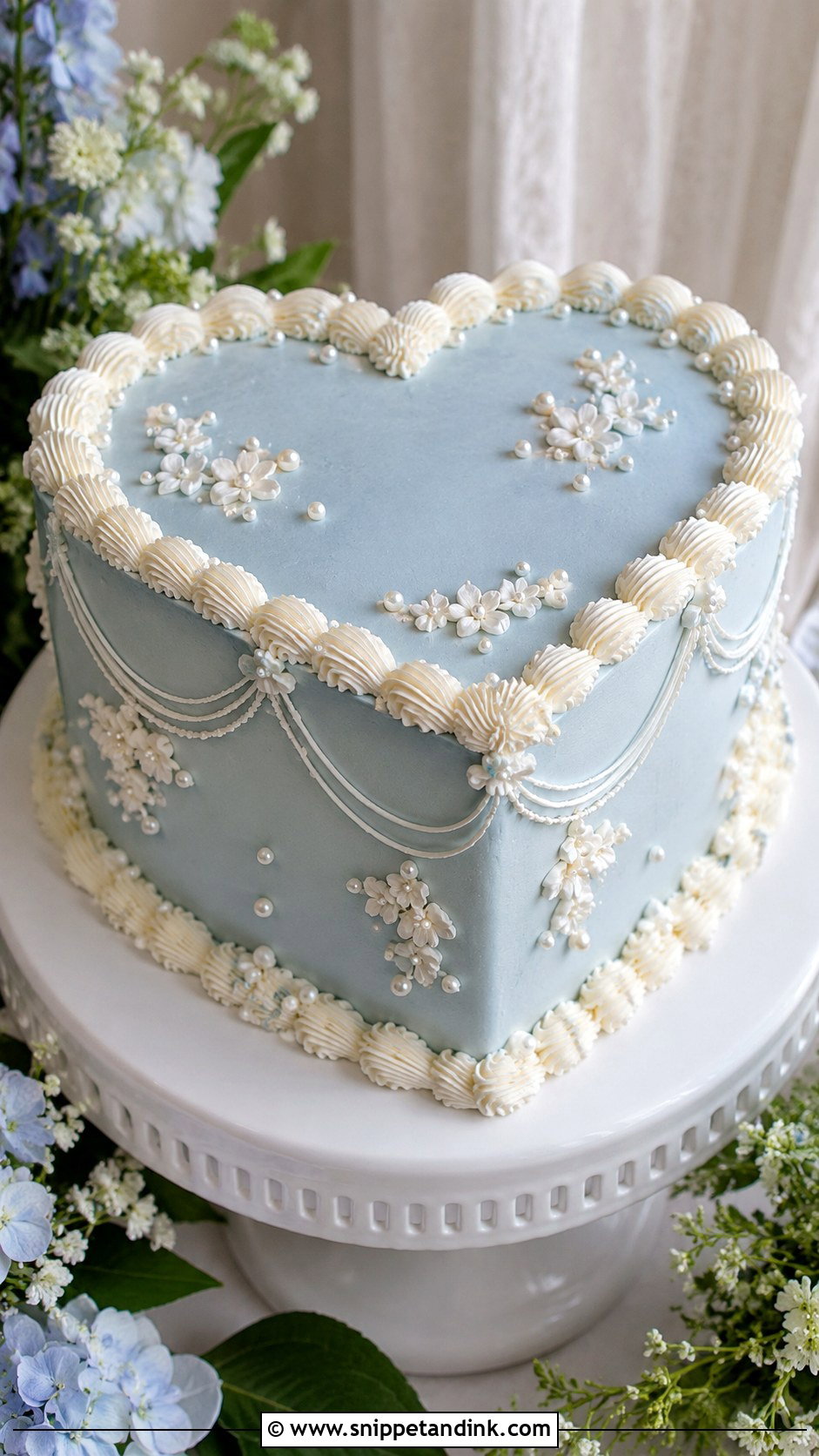 Blue Heart Shaped Wedding Cake - Snippet and Ink - 20 Heart Shaped Wedding Cakes