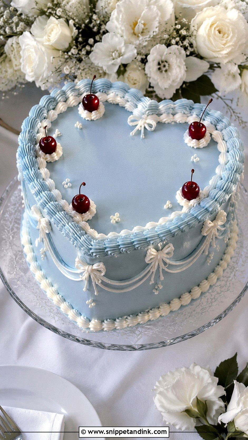 Blue Heart Wedding Cake - Snippet and Ink - 20 Heart Wedding Cake Ideas