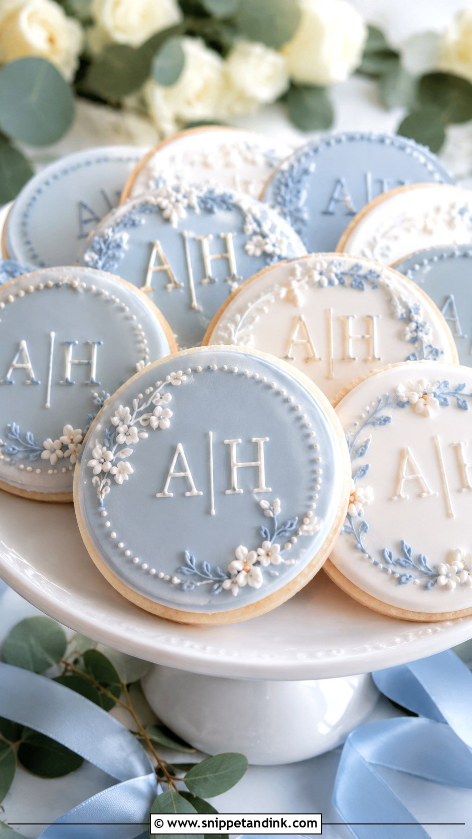 Blue Initial Wedding Cookies - Snippet and Ink - 20 Initial Wedding Cookies