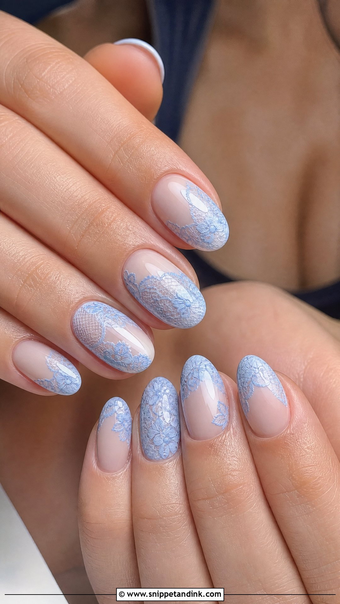 Blue Lace Bridal Nails - Snippet and Ink - 25 Blue Bridal Nails