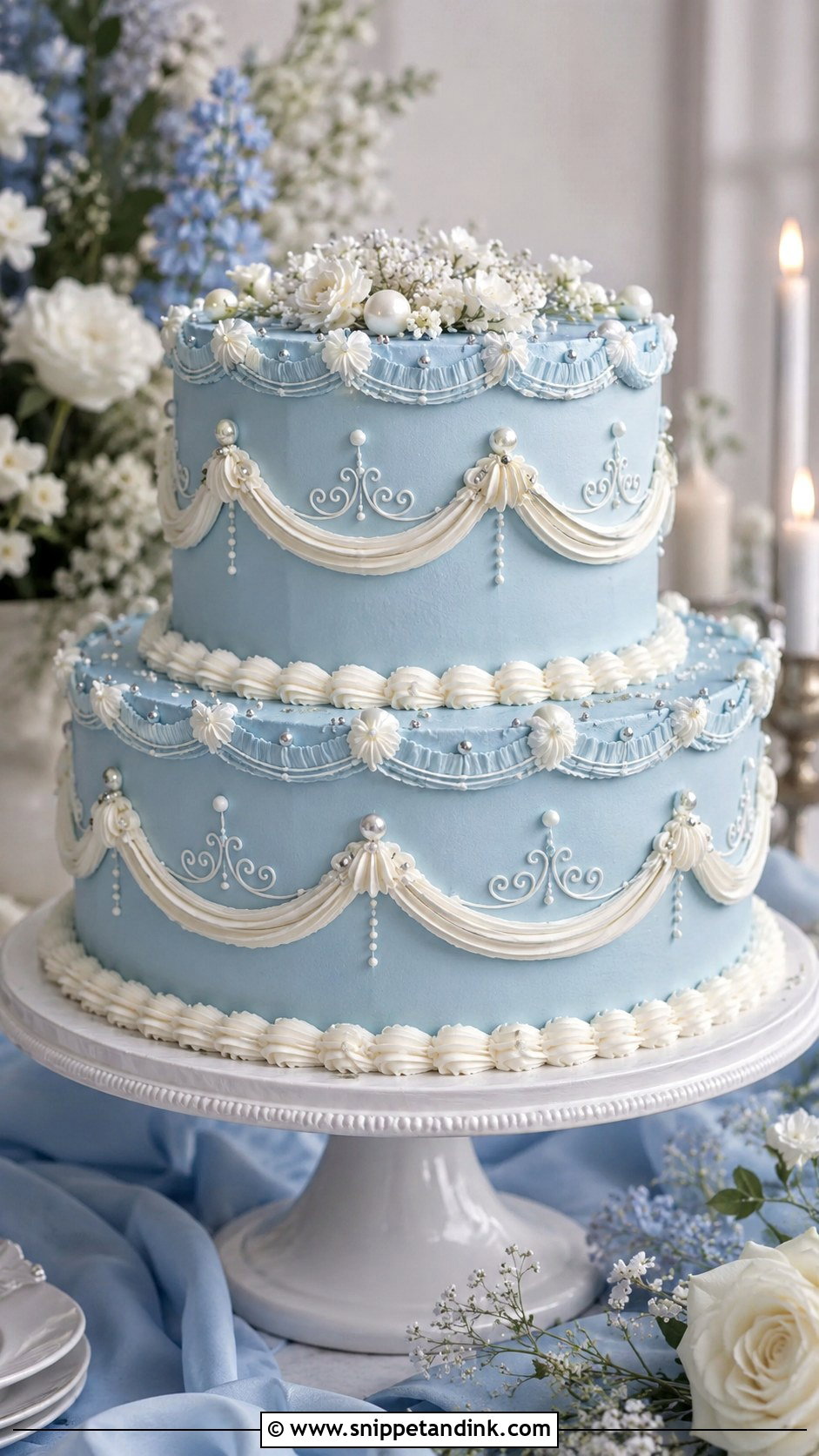 Blue Lambeth Wedding Cake - Snippet and Ink - 25 Lambeth Style Wedding Cakes