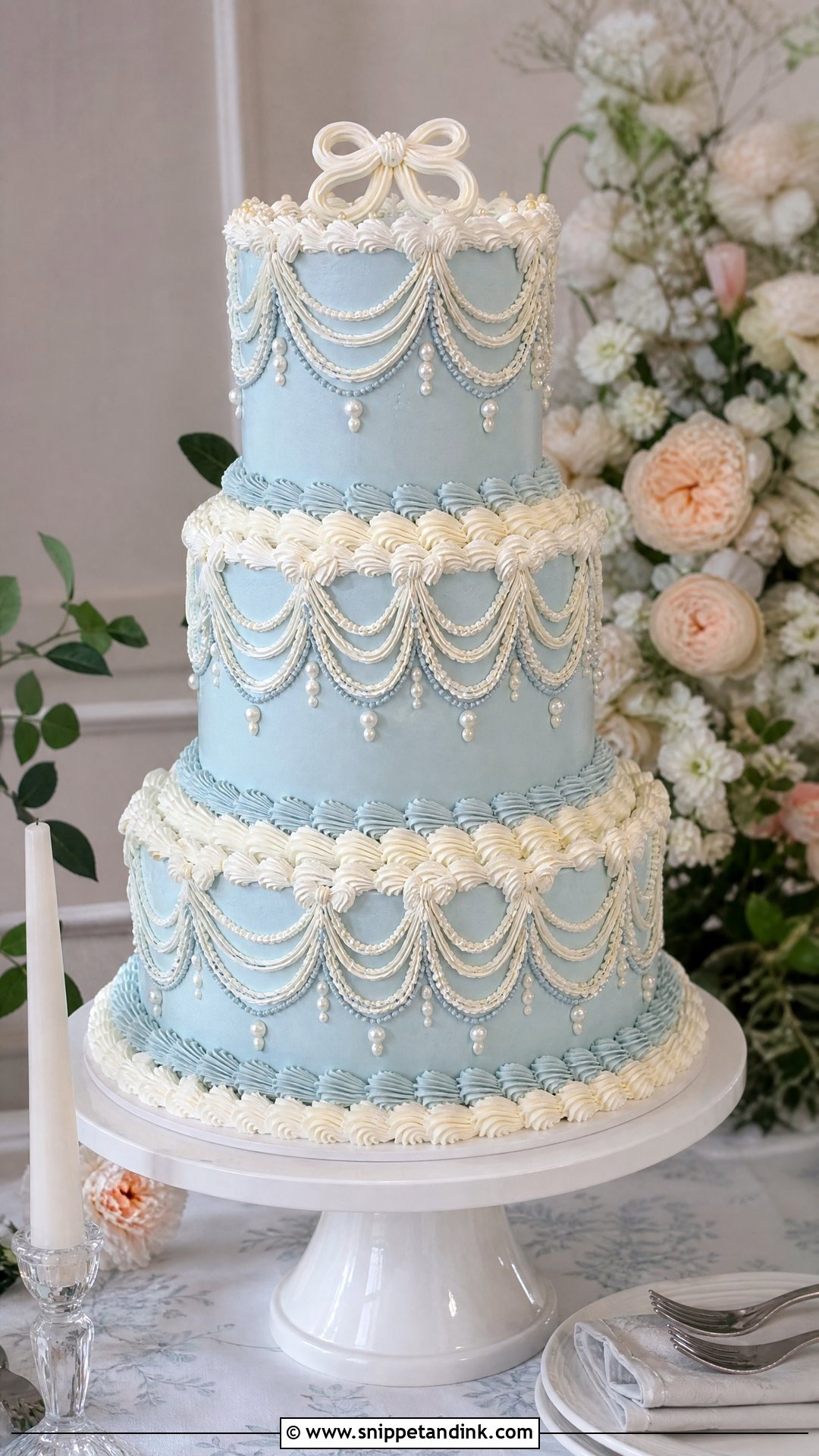 Blue Lambeth Wedding Cake - Snippet and Ink - 30 Blue Cake Aesthetic Ideas for Wedding