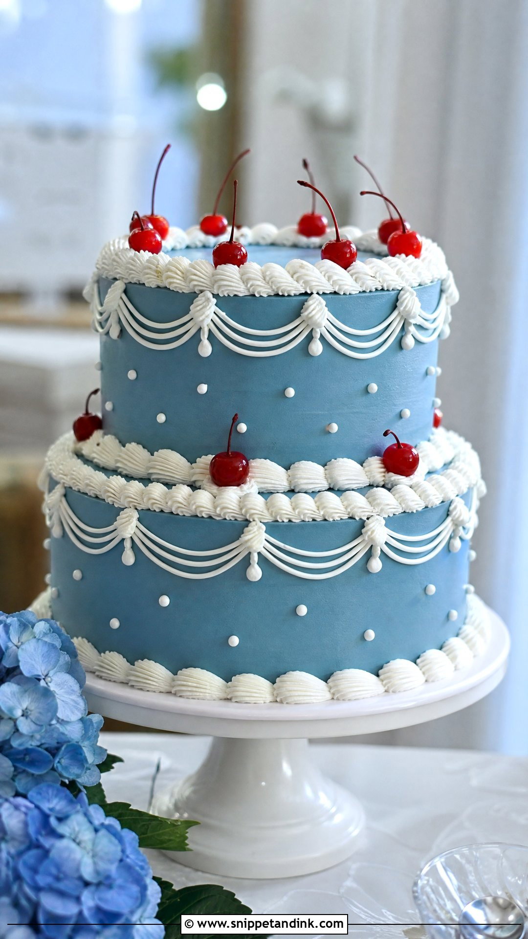 Blue Lambeth Wedding Cake - Snippet and Ink - 20 Lambeth Wedding Cake Ideas