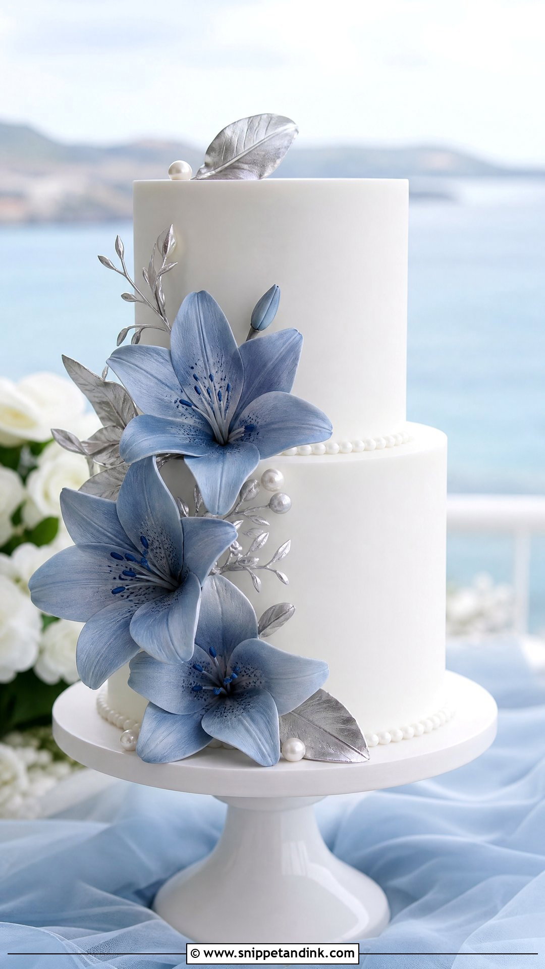 Blue Lily Wedding Cake - Snippet and Ink - 25 Lily Flower Cake Ideas for Wedding