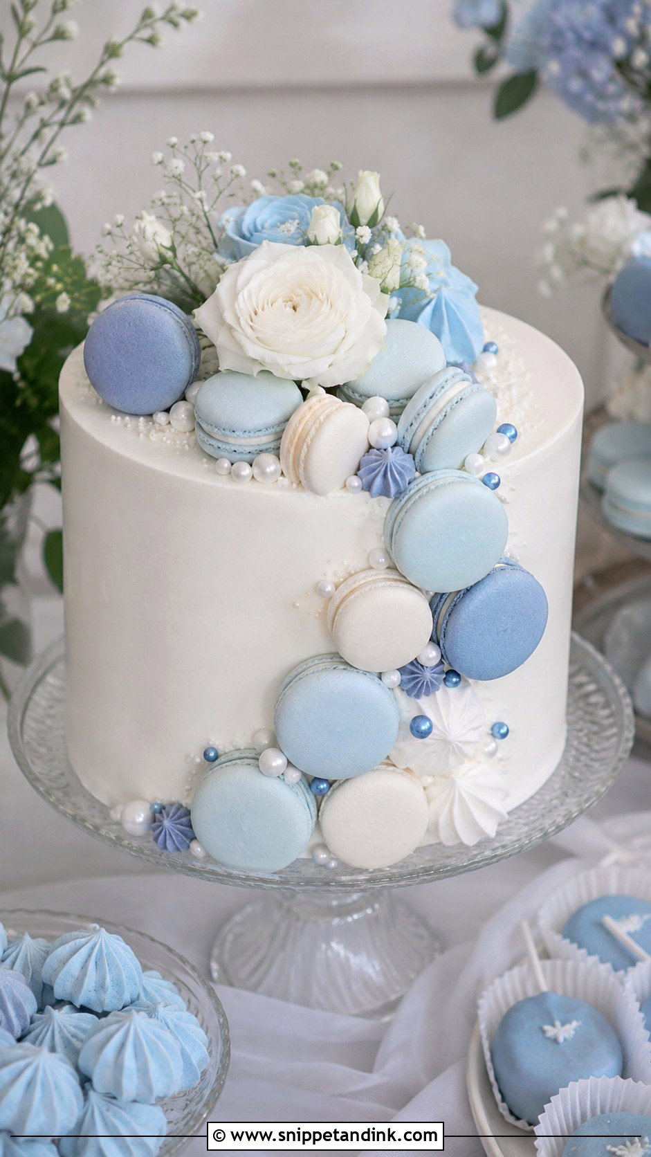 Blue Macaron Cake - Snippet and Ink - 25 Something Blue Cake Ideas