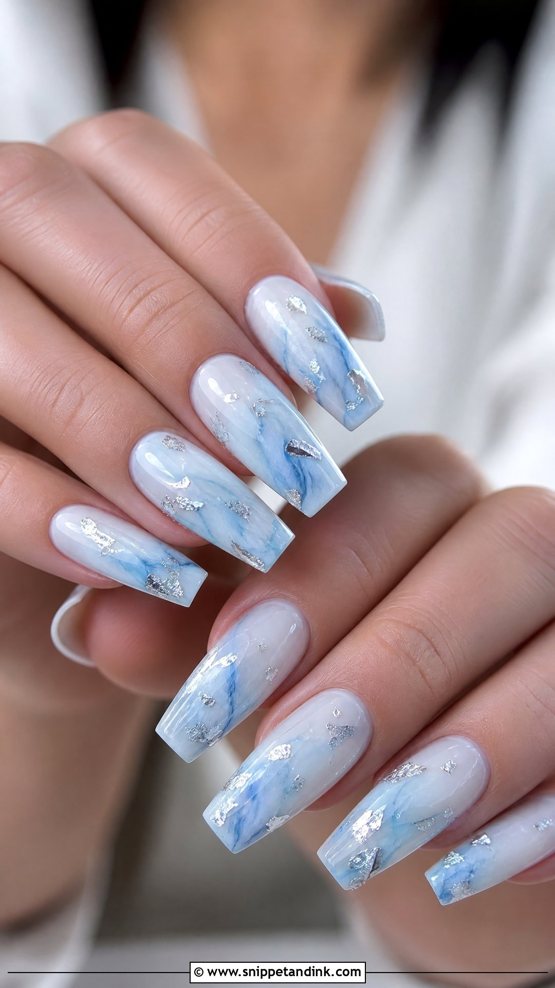 Blue Marble Bridal Nails - Snippet and Ink - 25 Blue Bridal Nails