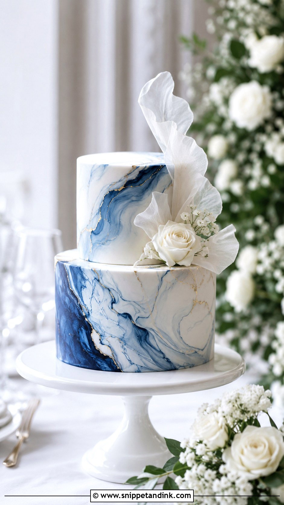 Blue Marble Two Tier Wedding Cake - Snippet and Ink - 20 Blue Two Tier Cake Ideas for Wedding