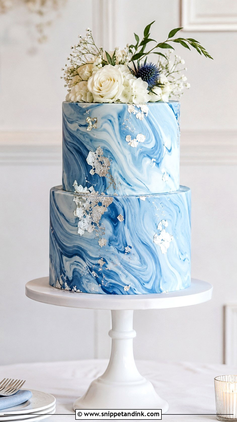 Blue Marble Wedding Cake - Snippet and Ink - 25 Something Blue Cake Ideas
