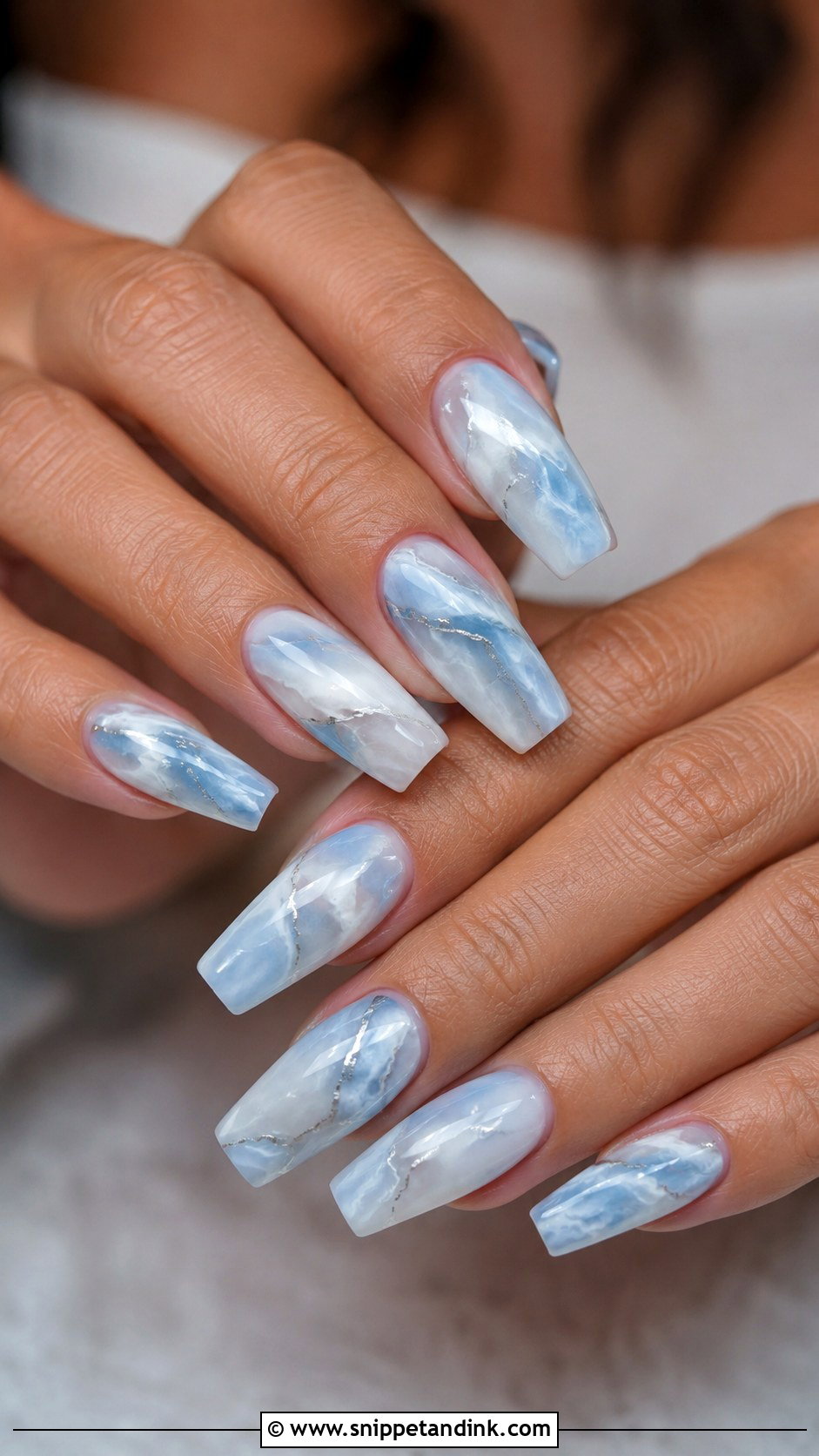 Blue Marble Wedding Nails - Snippet and Ink - 20 Wedding Nails with Blue