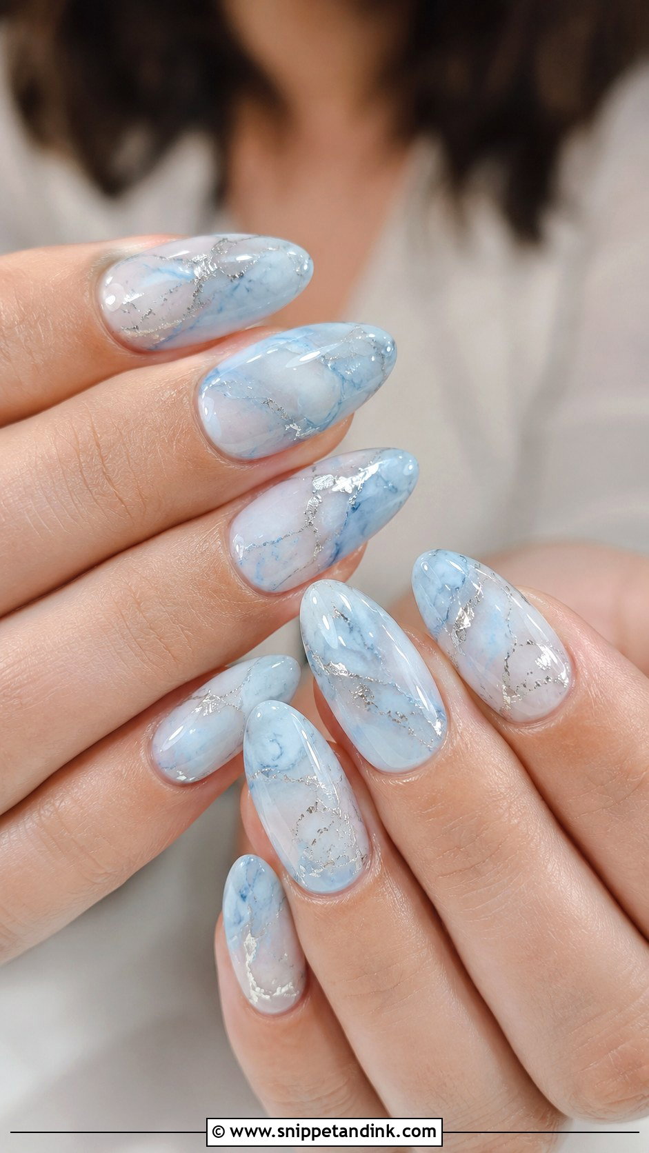 Blue Marble Wedding Nails - Snippet and Ink - 30 Blue Wedding Nails