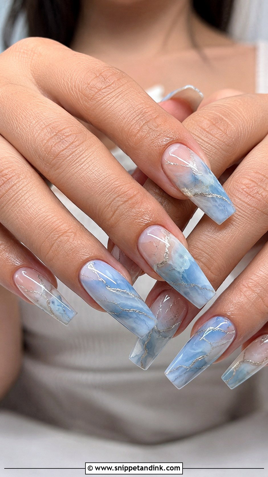 Blue Marble Wedding Nails - Snippet and Ink - 20 Blue Nails for Wedding