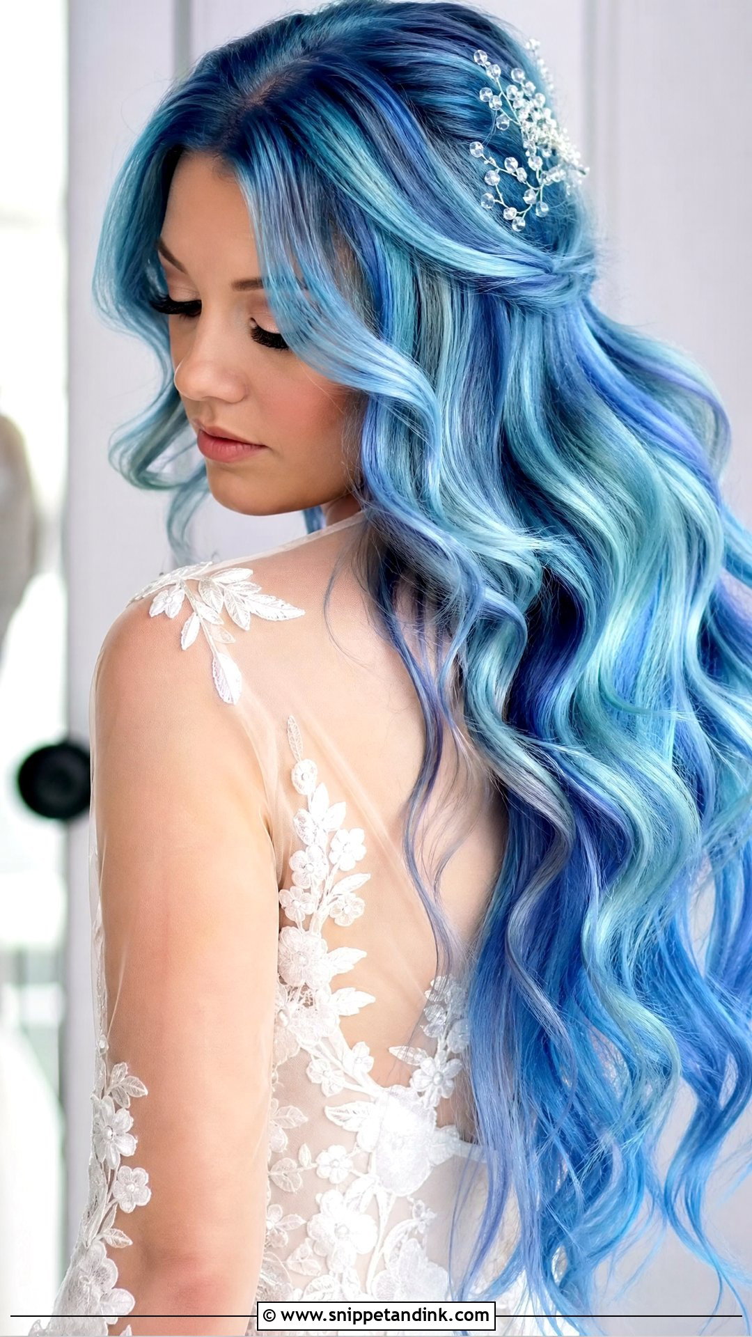 Blue Mermaid Bridal Hair - Snippet and Ink - 15 Blue Hair Bride Ideas