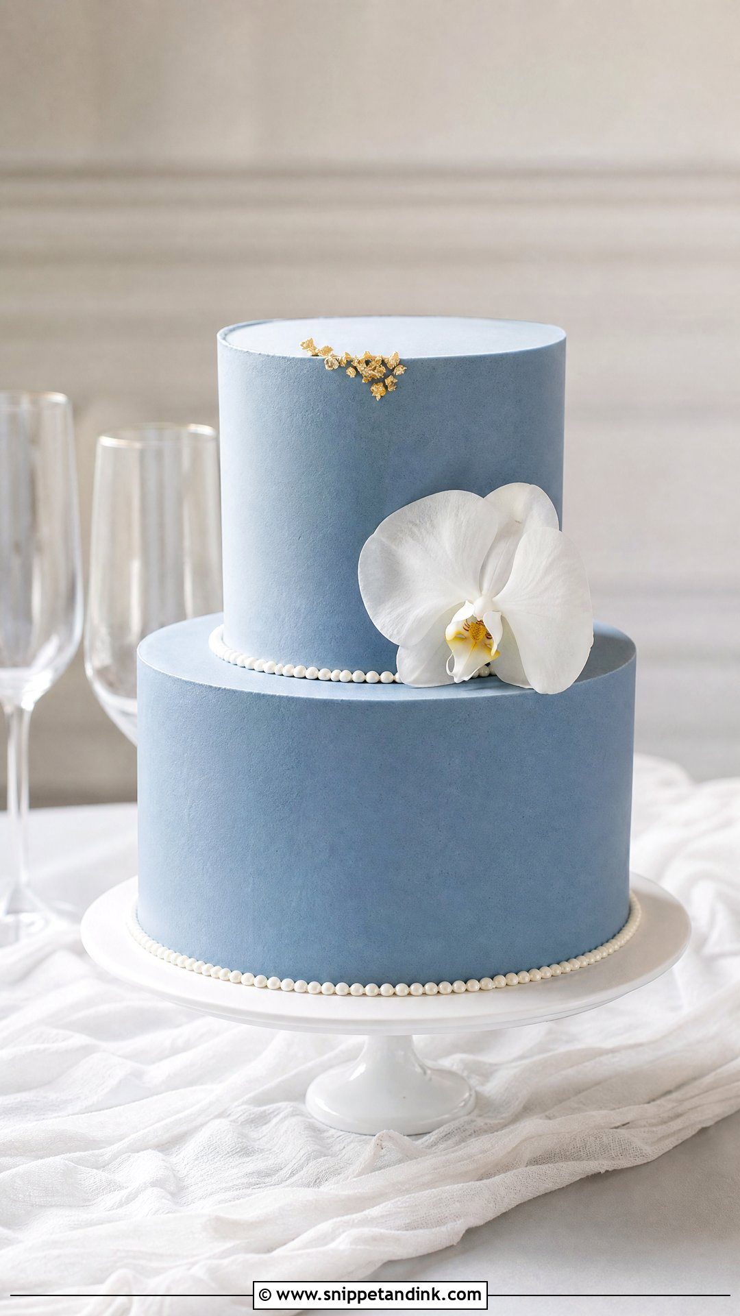 Blue Minimalist Wedding Cake - Snippet and Ink - 30 Blue Cake Aesthetic Ideas for Wedding