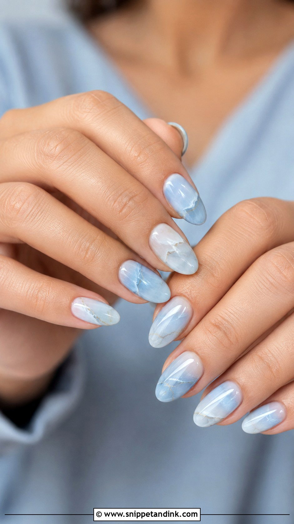 Blue Nails With Gold Accents - Snippet and Ink - 20 Blue Bridesmaid Nails