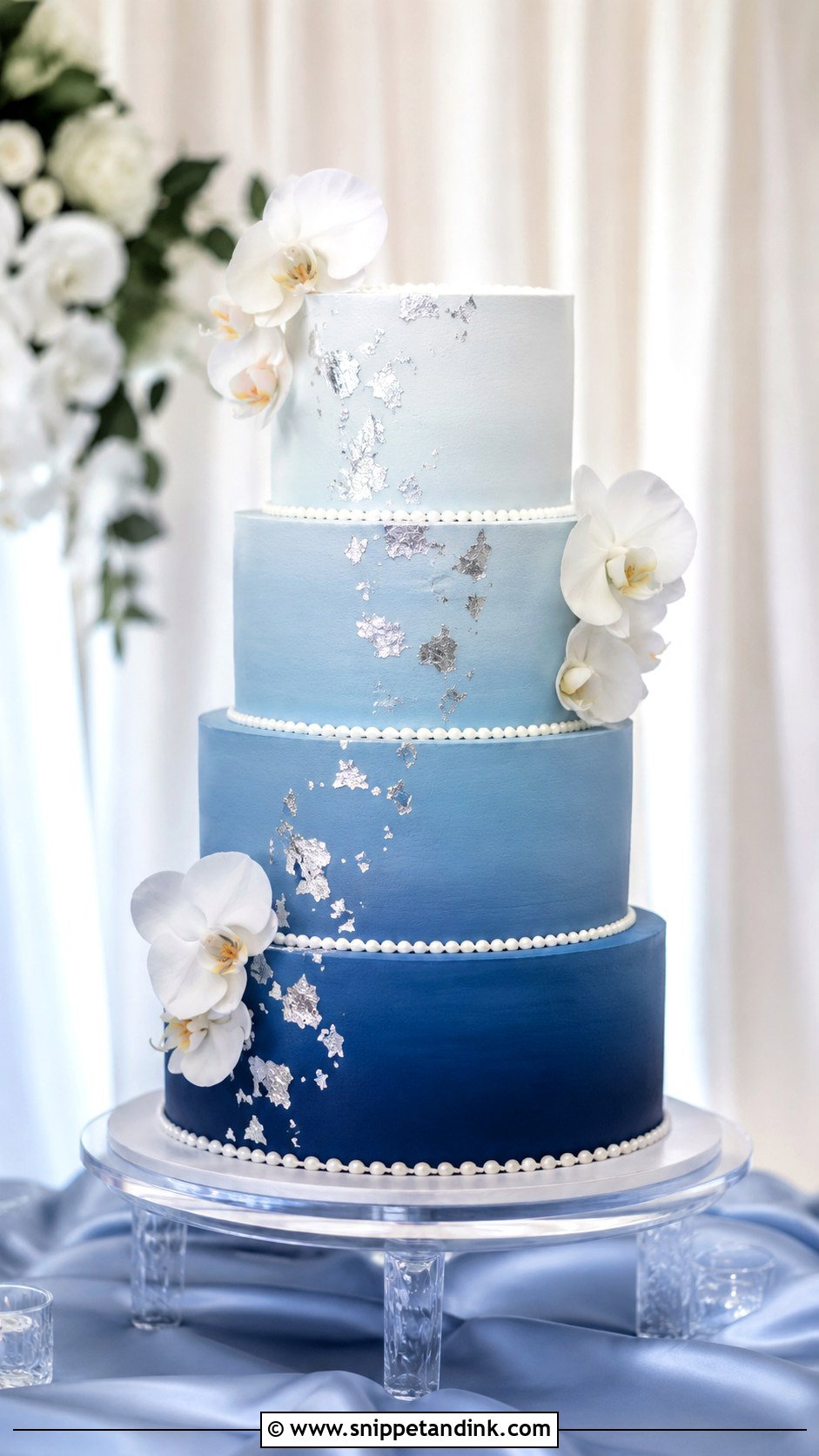 Blue Ombre Silver Wedding Cake - Snippet and Ink - 20 Silver and Blue Cake Ideas for Wedding