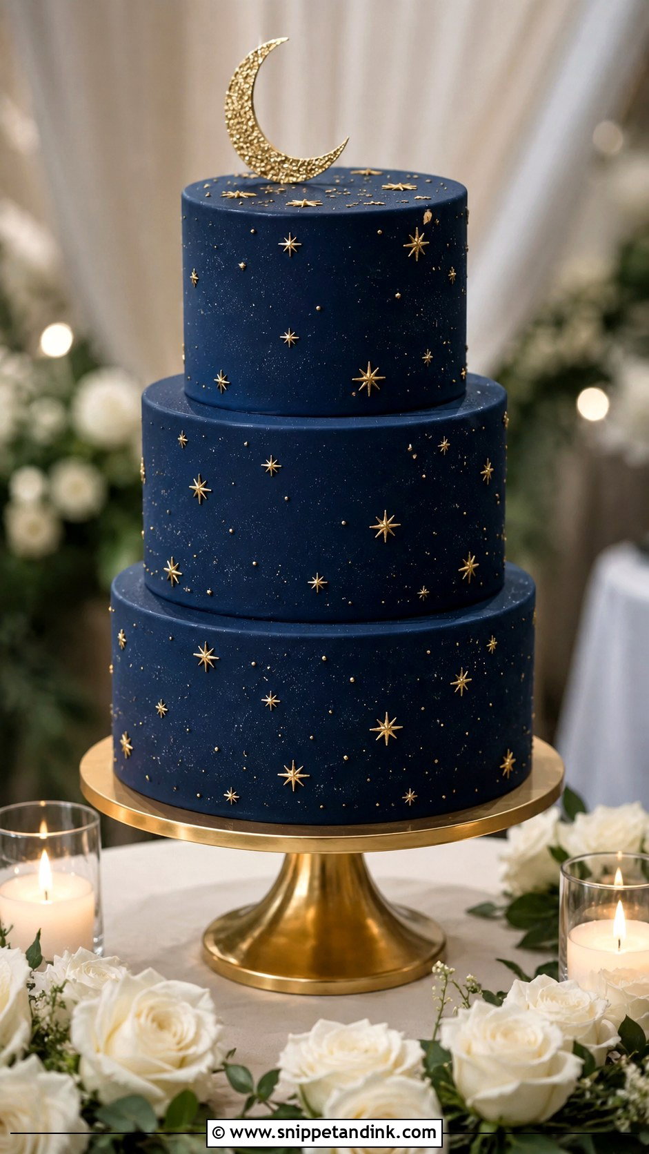 Blue Ombre Star Wedding Cake - Snippet and Ink - 20 Starry Night Cake Ideas for Wedding