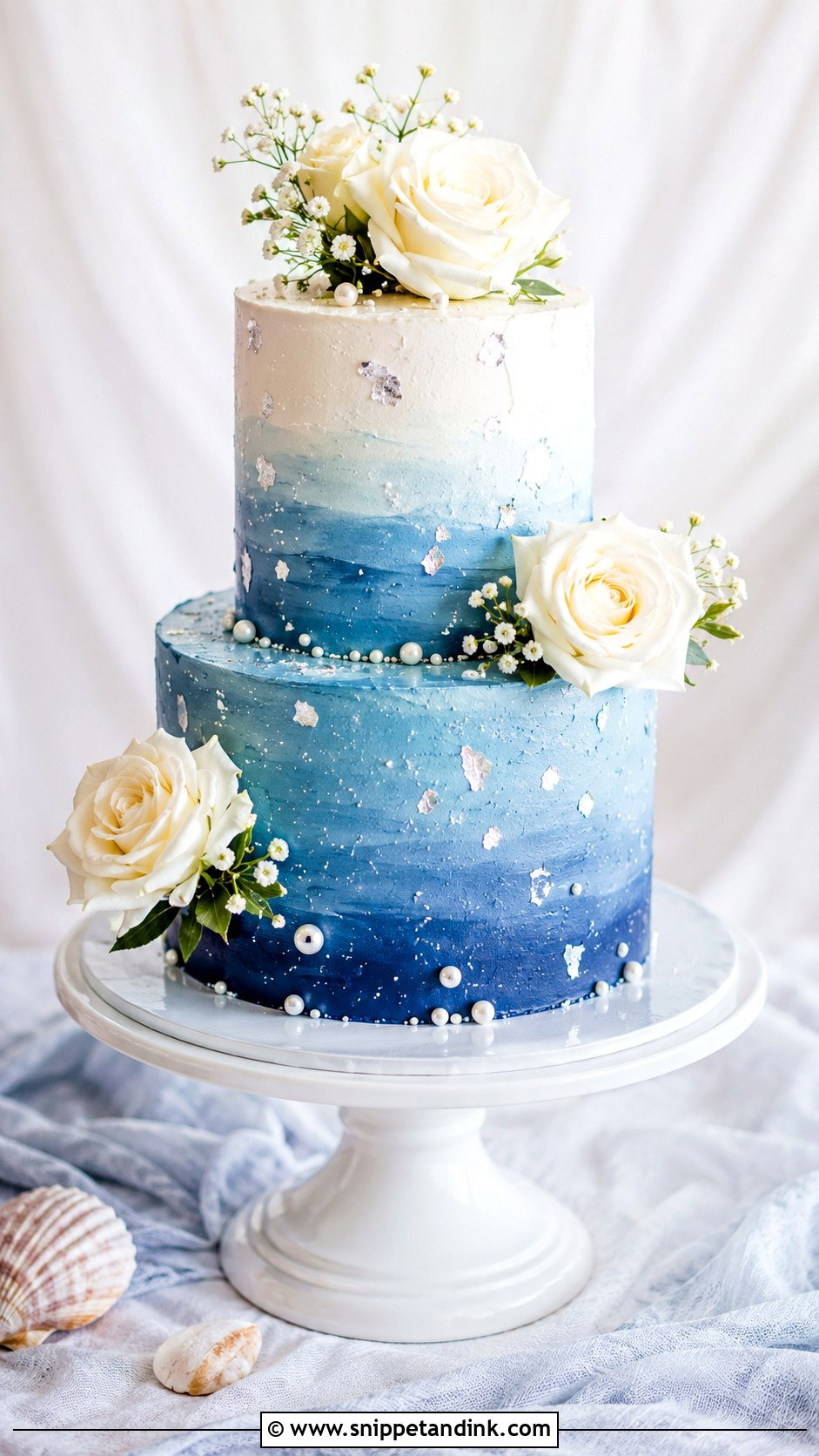 Blue Ombre Two Tier Wedding Cake - Snippet and Ink - 20 Blue Two Tier Cake Ideas for Wedding