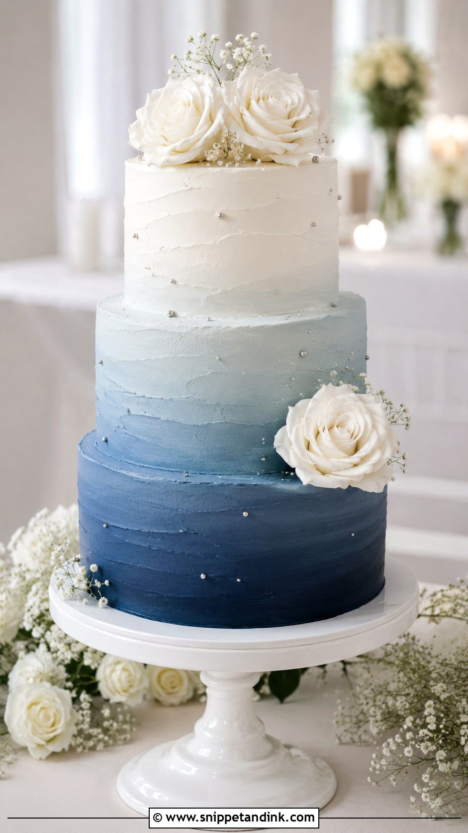 Blue Ombre Wedding Cake - Snippet and Ink - 25 Something Blue Cake Ideas