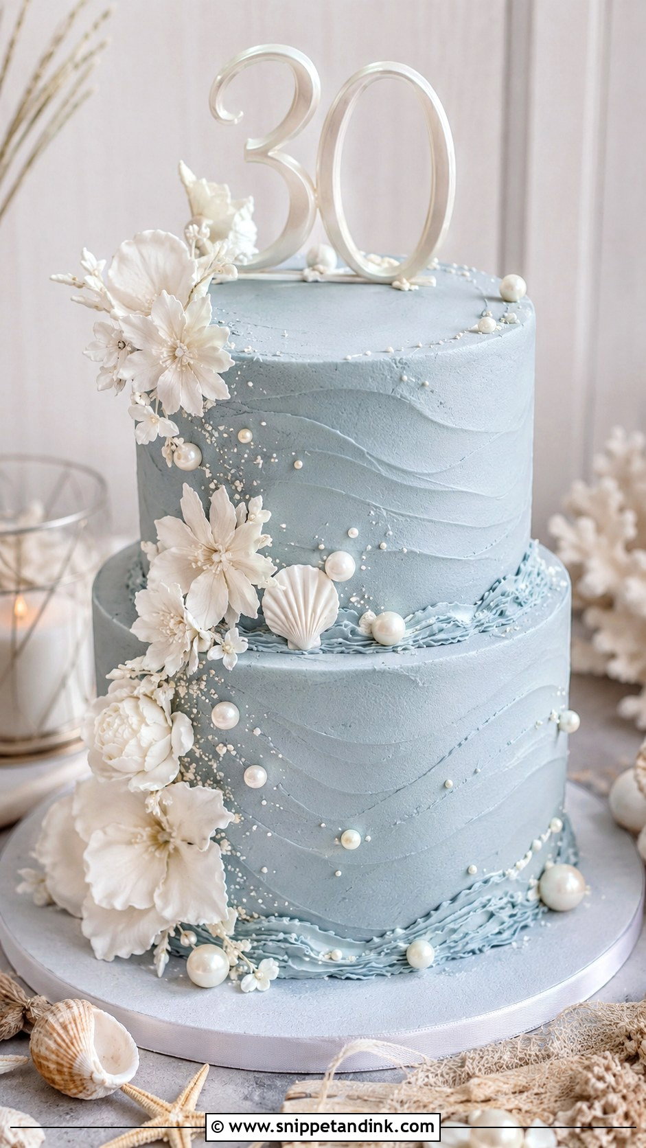 Blue Pearl Anniversary Cake - Snippet and Ink - 20 30th Wedding Anniversary Cake Ideas
