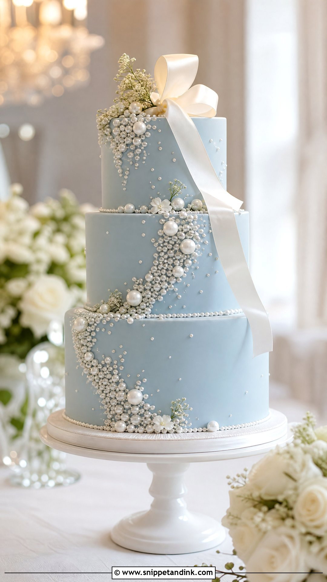 Blue Pearl Wedding Cake - Snippet and Ink - 30 Blue Cake Aesthetic Ideas for Wedding