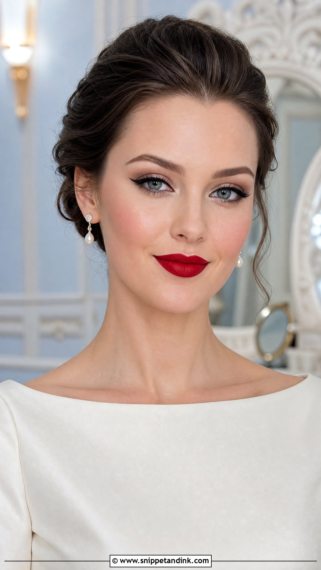 Blue Red Lip Bridal Makeup - Snippet and Ink - 20 Red Lip Bridal Makeup Ideas