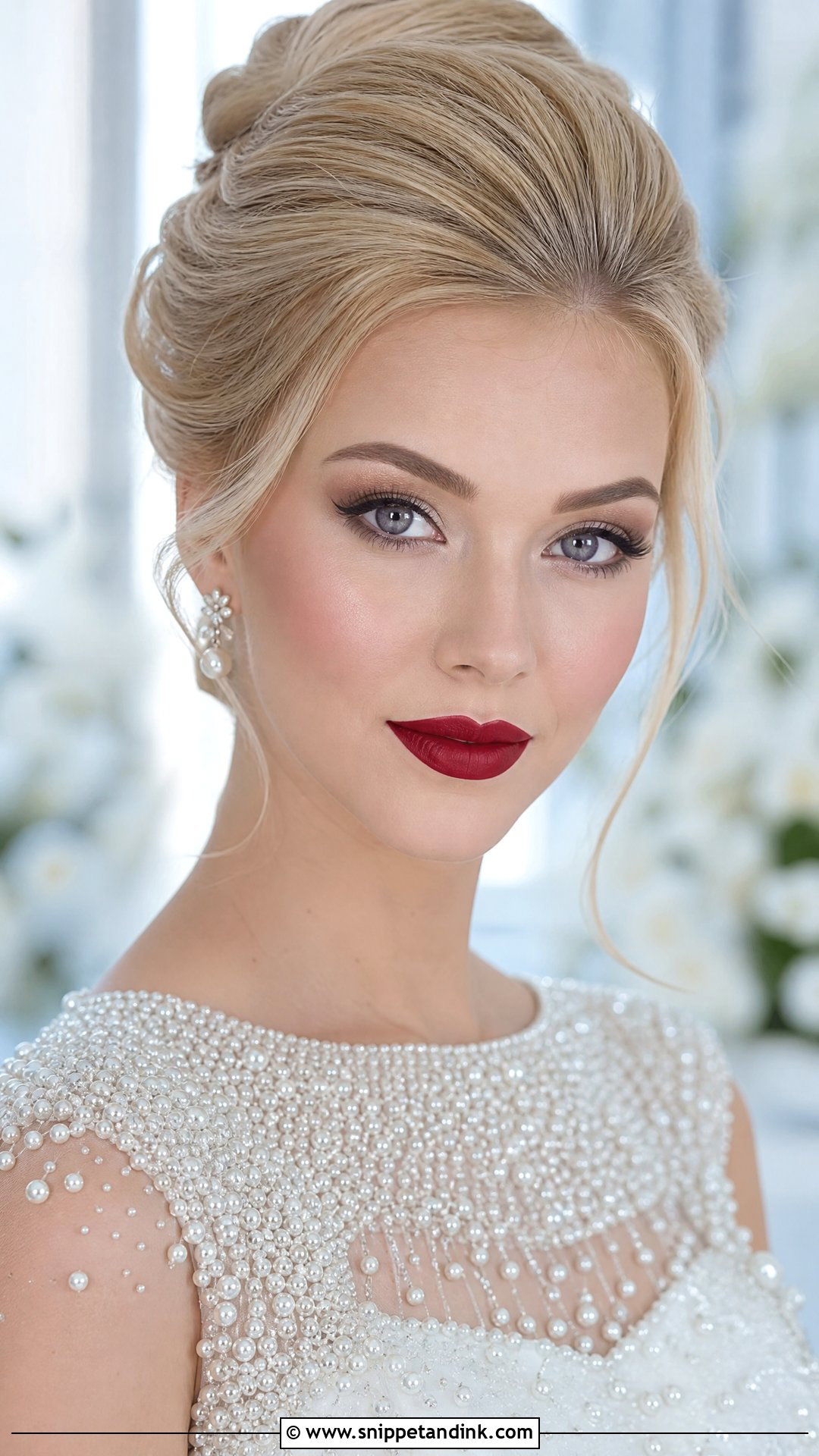 Blue Red Lip Bridal Makeup - Snippet and Ink - 20 Bride Red Lipstick Ideas