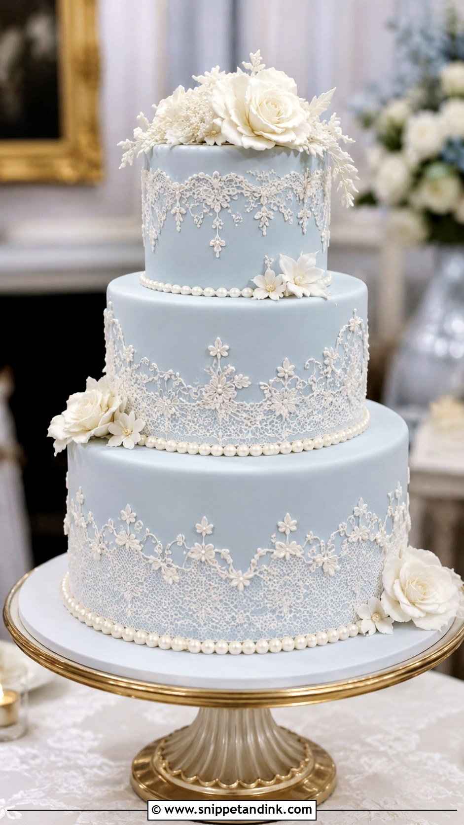 Blue Regency Wedding Cake - Snippet and Ink - 20 Regency Wedding Cake Ideas