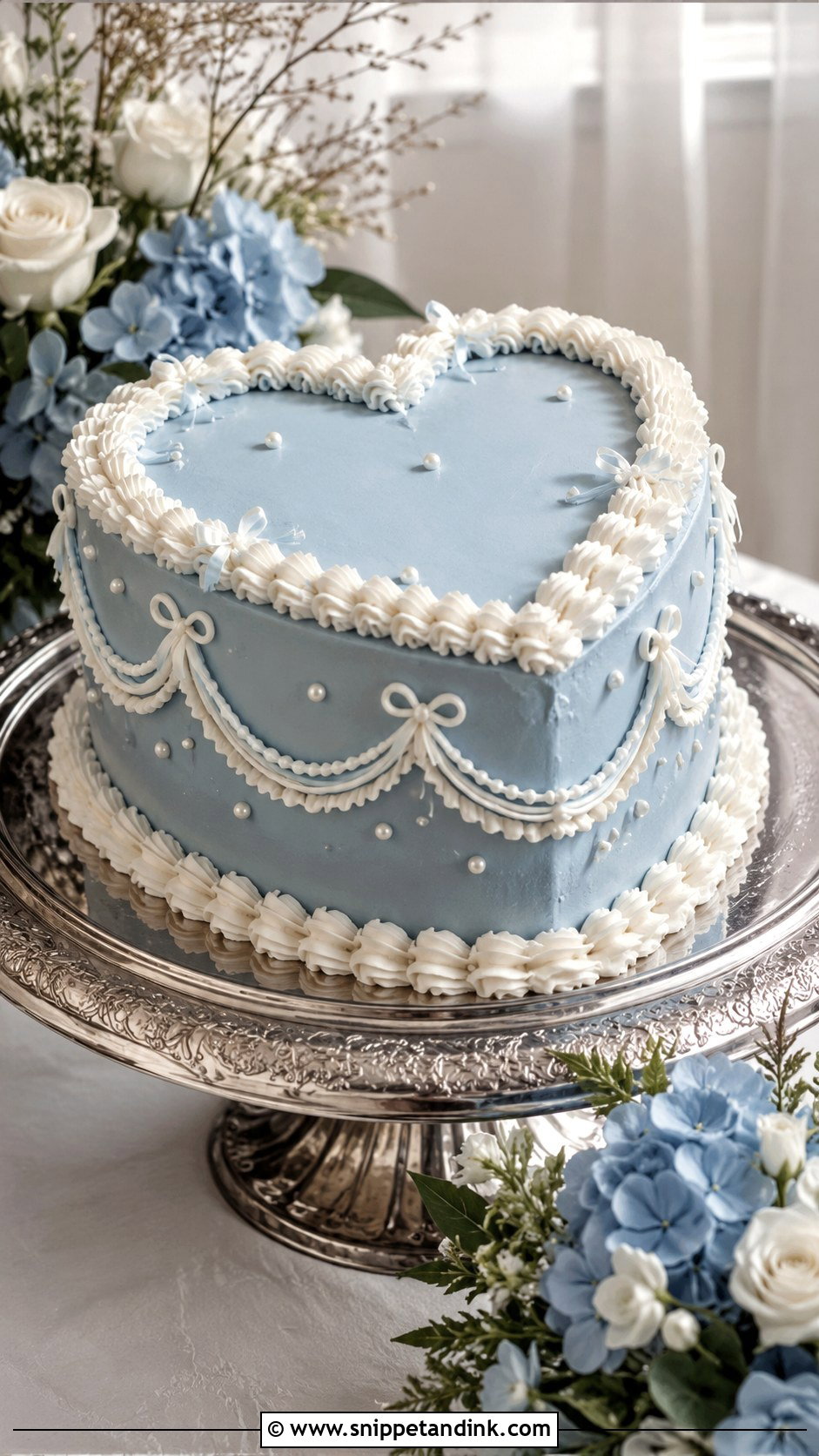 Blue Retro Heart Wedding Cake - Snippet and Ink - 30 Retro Heart Wedding Cake Ideas