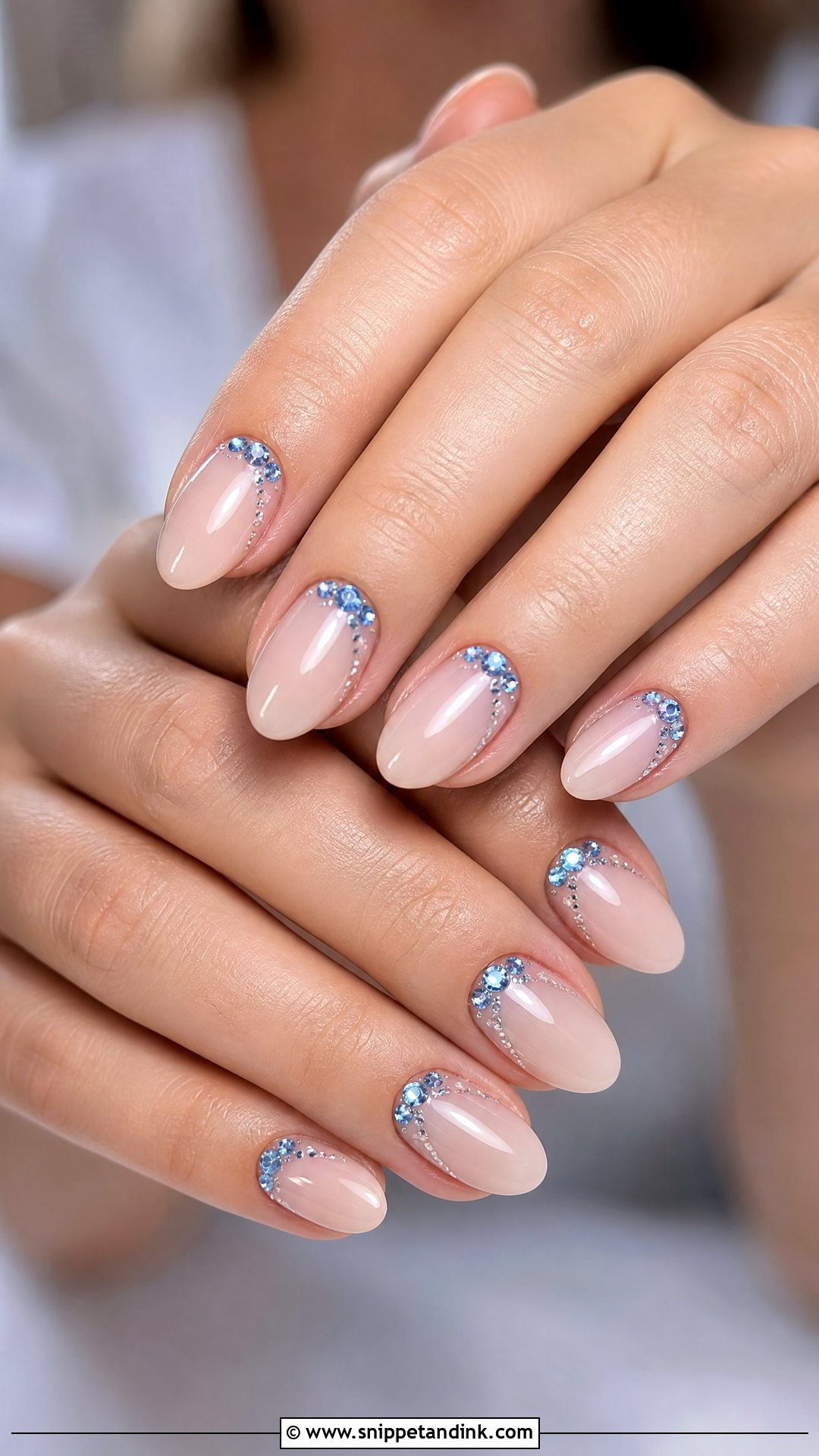 Blue Rhinestone Bridal Nails - Snippet and Ink - 25 Blue Bridal Nails
