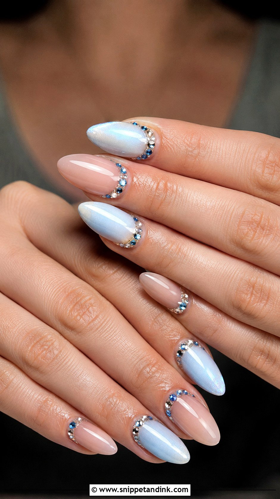 Blue Rhinestone Wedding Nails - Snippet and Ink - 20 Blue Wedding Nails for Bride