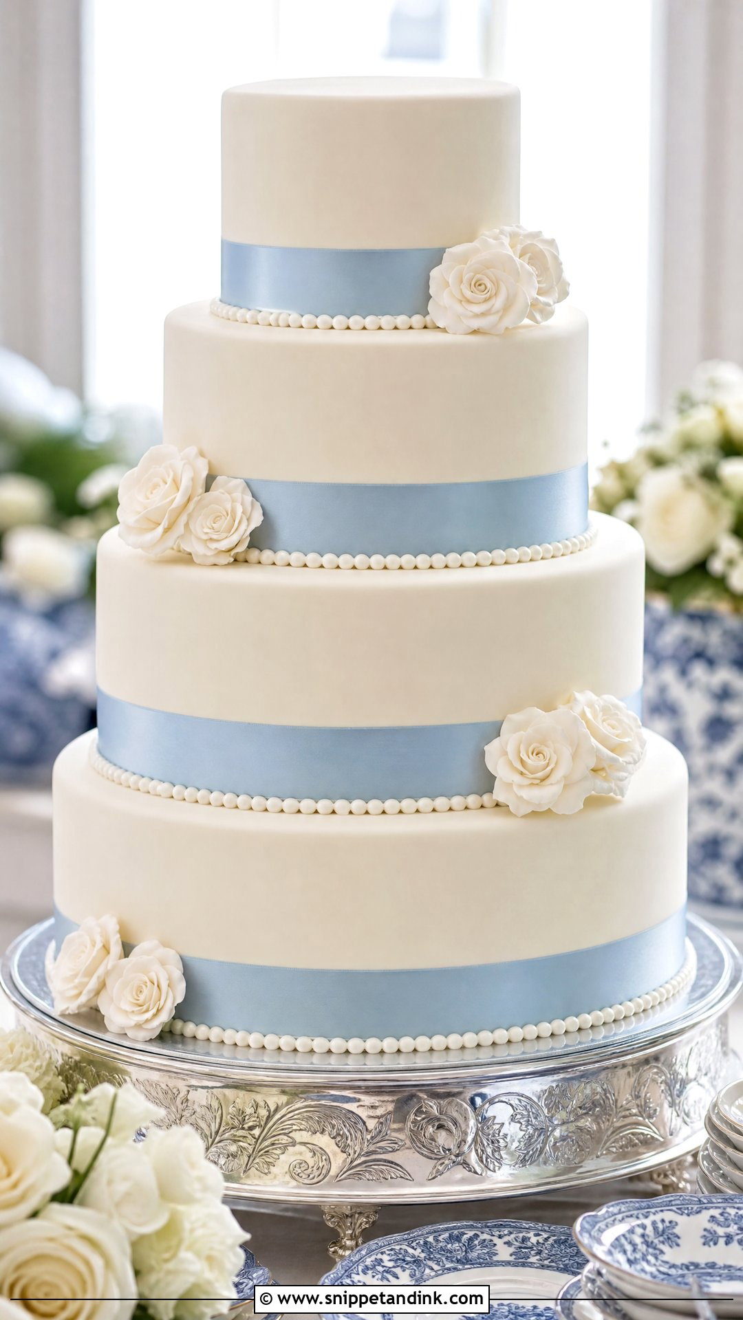 Blue Ribbon Wedding Cake - Snippet and Ink - 20 Old Money Cake Ideas for Wedding