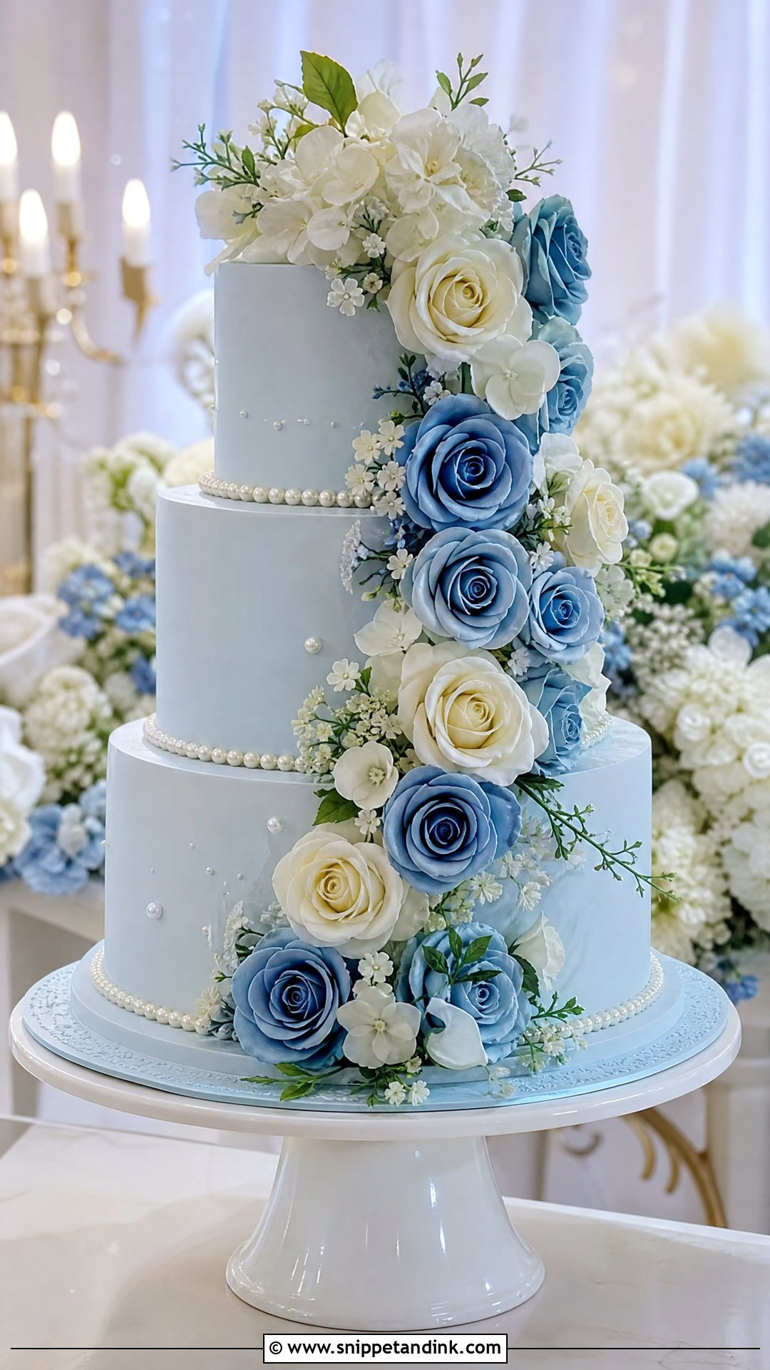 Blue Rose Wedding Cake - Snippet and Ink - 30 Blue Cake Aesthetic Ideas for Wedding